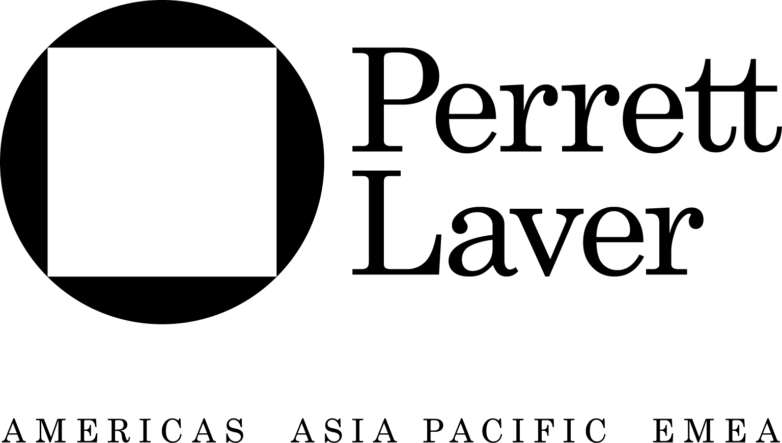 Perrett Laver Logo (White Square Inside Black Circle)