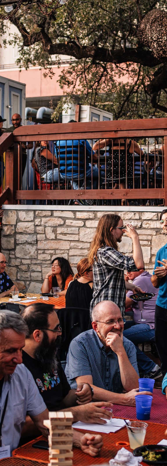 Big crowd at outdoor restaurant venue