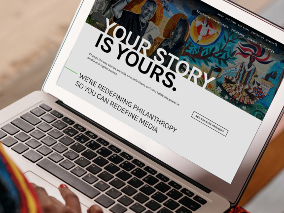 Independence Public Media Foundation's homepage that reads "Your Story Is Yours"