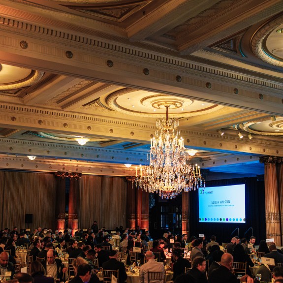 Overhead shot of fundraising luncheon