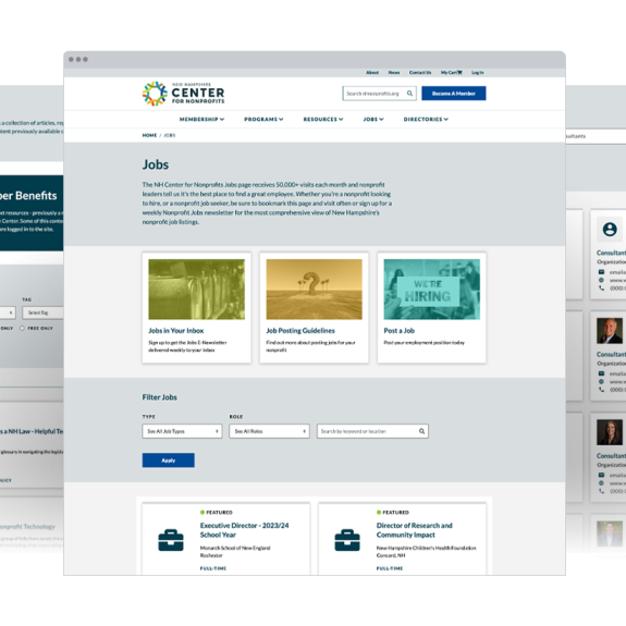 New Hampshire Center for Nonprofits website jobs, membership, and member directory pages