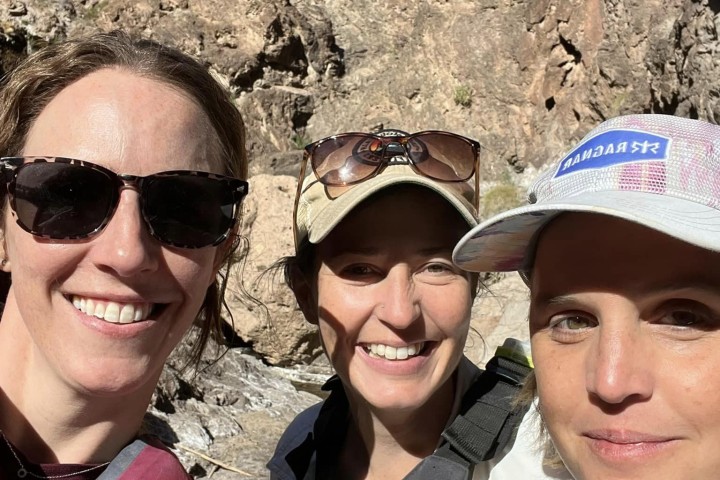 three women hiking